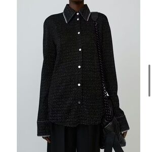 ACNE STUDIOS Gold Black Lurex Long Sleeve Button Down Blouse